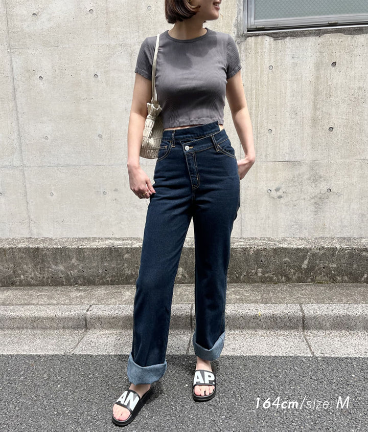ウエスト デザイン セミ ワイド パンツ  792-8483