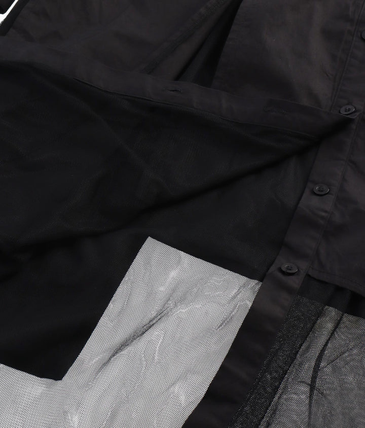 レイヤード風 チュール ヘム ロングシャツ 404-8298