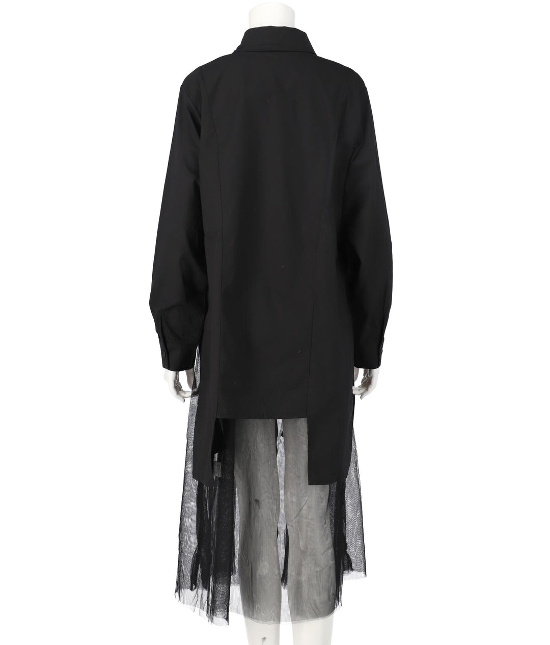 レイヤード風 チュール ヘム ロングシャツ 404-8298