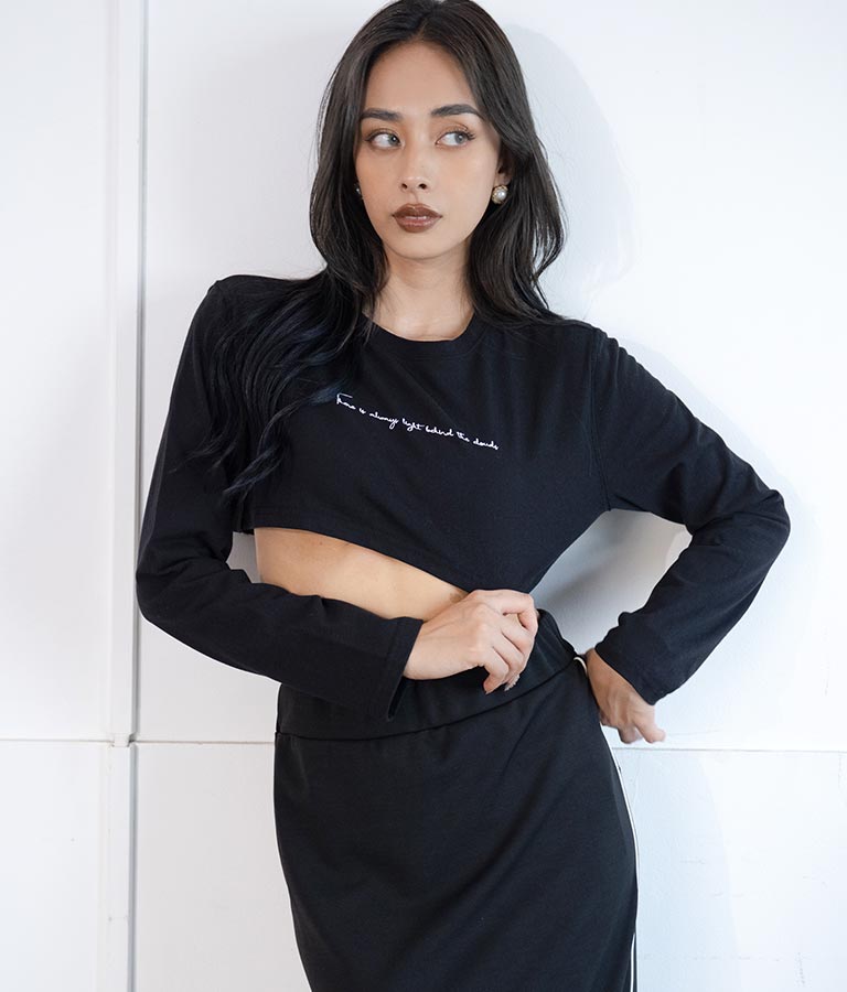 レタリング刺繍ショートTシャツ 493-2513