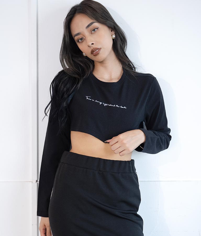 レタリング刺繍ショートTシャツ 493-2513