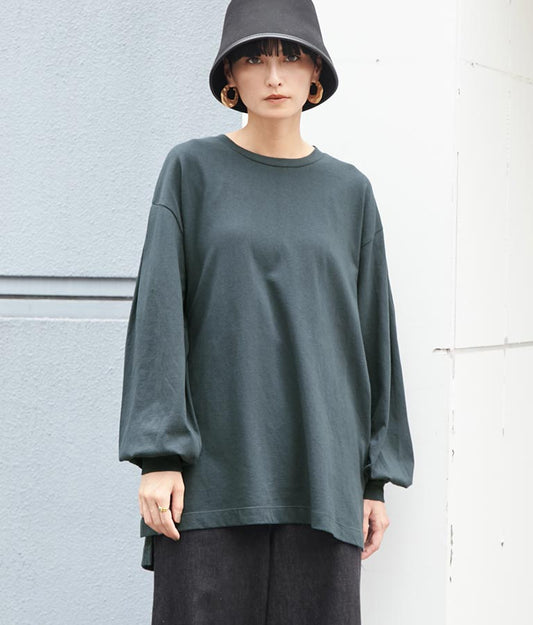 バック タック ボリューム スリーブ ロング Tシャツ 363-9165