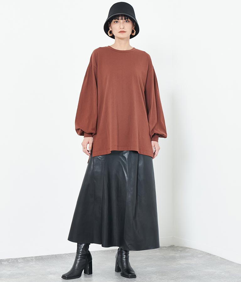 バック タック ボリューム スリーブ ロング Tシャツ 363-9165