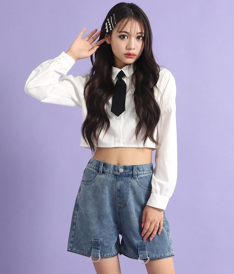 4WAY ジップ 付き セパレート デニム ワイド パンツ 912-7215