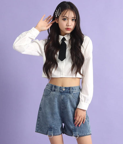 4WAY ジップ 付き セパレート デニム ワイド パンツ 912-7215