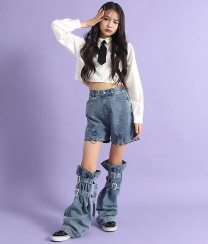 4WAY ジップ 付き セパレート デニム ワイド パンツ 912-7215