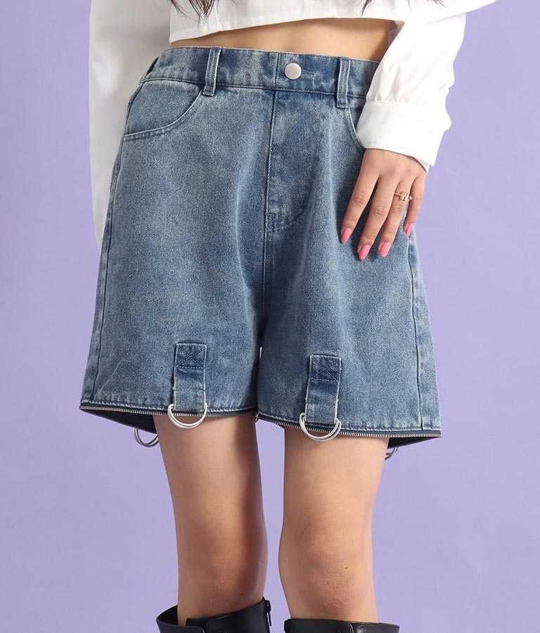 4WAY ジップ 付き セパレート デニム ワイド パンツ 912-7215