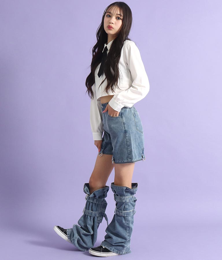 4WAY ジップ 付き セパレート デニム ワイド パンツ 912-7215