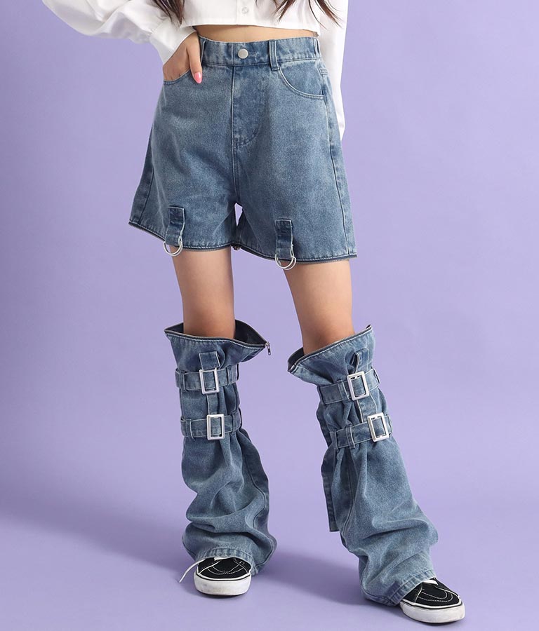 4WAY ジップ 付き セパレート デニム ワイド パンツ 912-7215