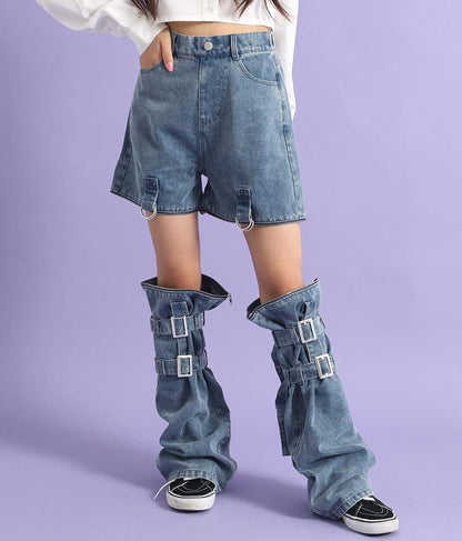 4WAY ジップ 付き セパレート デニム ワイド パンツ 912-7215