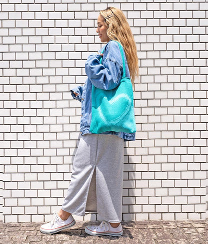 ハートバイカラーニットトートバッグ 819-6658