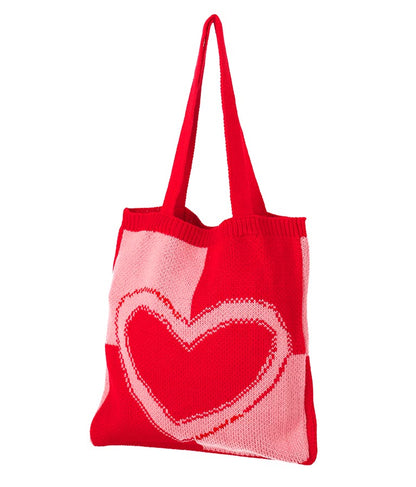 ハートバイカラーニットトートバッグ 819-6658