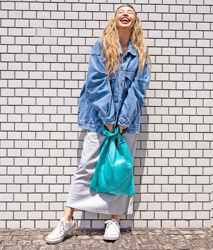 ハートバイカラーニットトートバッグ 819-6658