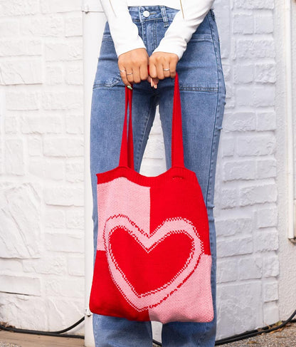 ハートバイカラーニットトートバッグ 819-6658