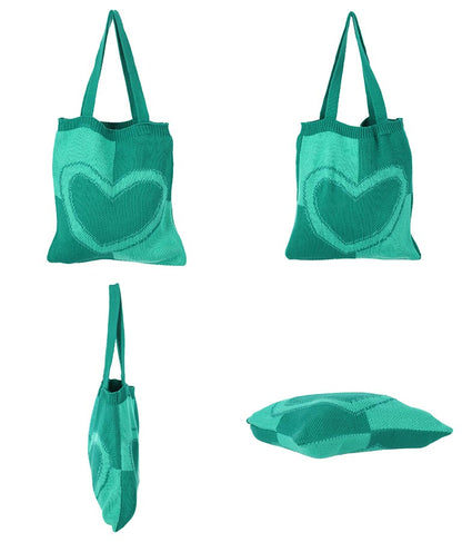 ハートバイカラーニットトートバッグ 819-6658