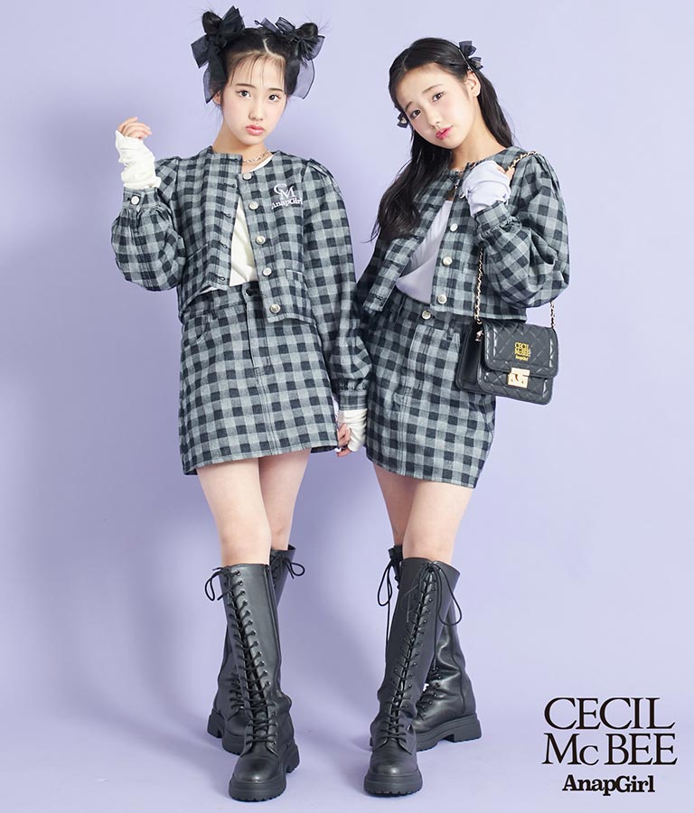 CECILMcBEE × ANAPGiRL チェック柄 デニム スカート 911-7227