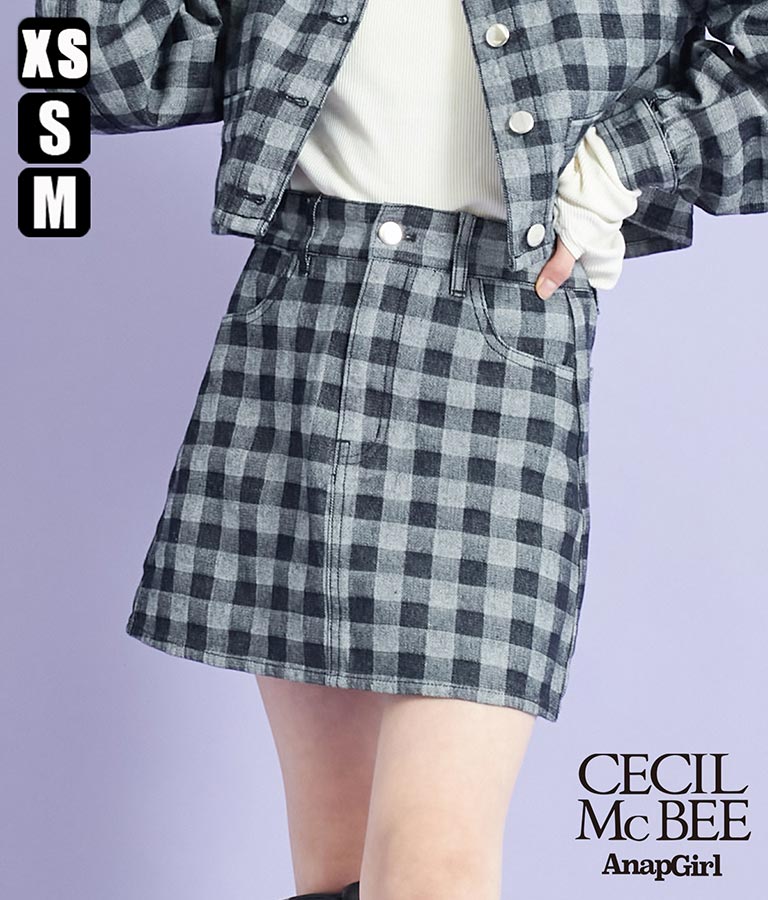 CECILMcBEE × ANAPGiRL チェック柄 デニム スカート 911-7227