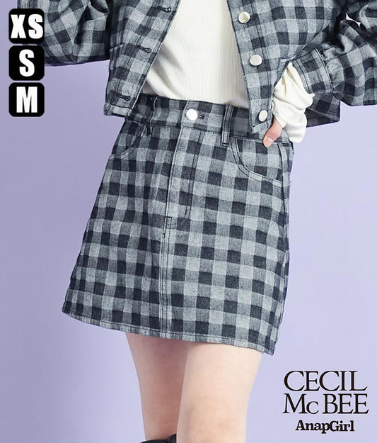 CECILMcBEE × ANAPGiRL チェック柄 デニム スカート 911-7227
