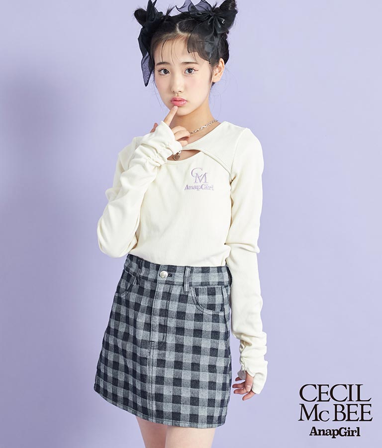 CECILMcBEE × ANAPGiRL チェック柄 デニム スカート 911-7227