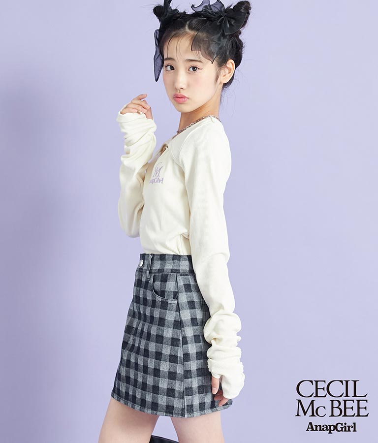 CECILMcBEE × ANAPGiRL チェック柄 デニム スカート 911-7227