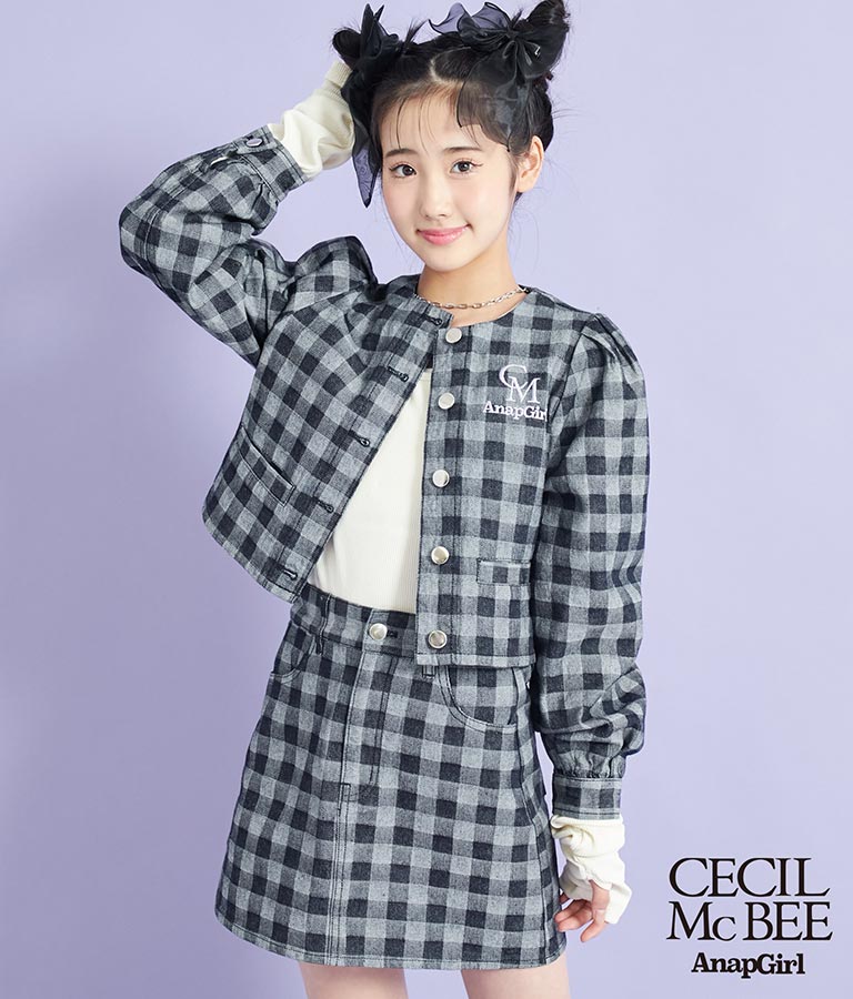 CECILMcBEE × ANAPGiRL チェック柄 デニム スカート 911-7227