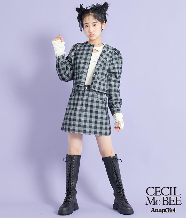 CECILMcBEE × ANAPGiRL チェック柄 デニム スカート 911-7227
