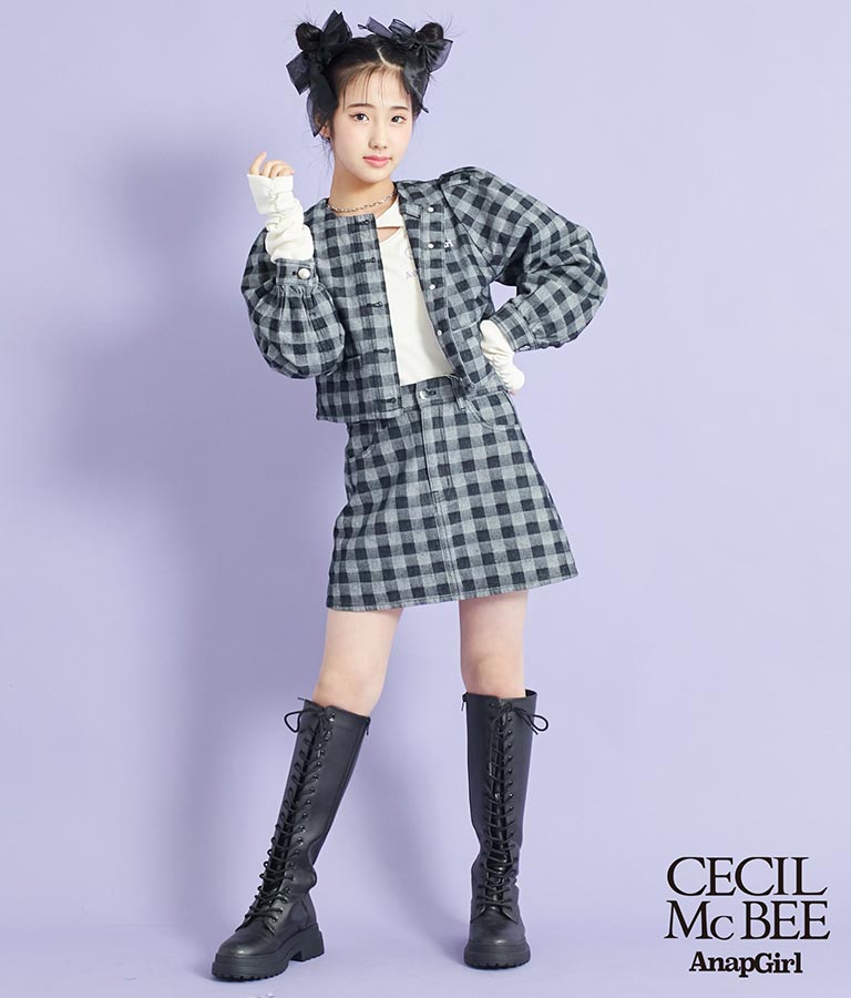 CECILMcBEE × ANAPGiRL チェック柄 デニム スカート 911-7227