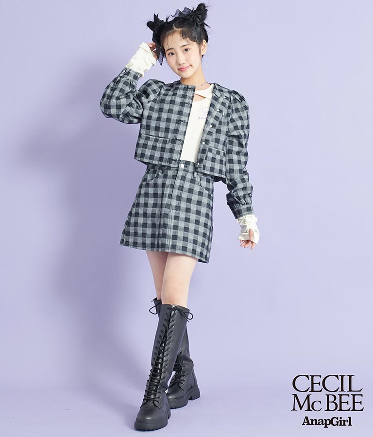 CECILMcBEE × ANAPGiRL チェック柄 デニム スカート 911-7227