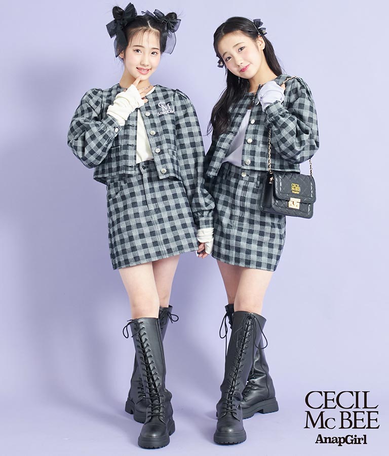CECILMcBEE × ANAPGiRL チェック柄 デニム スカート 911-7227