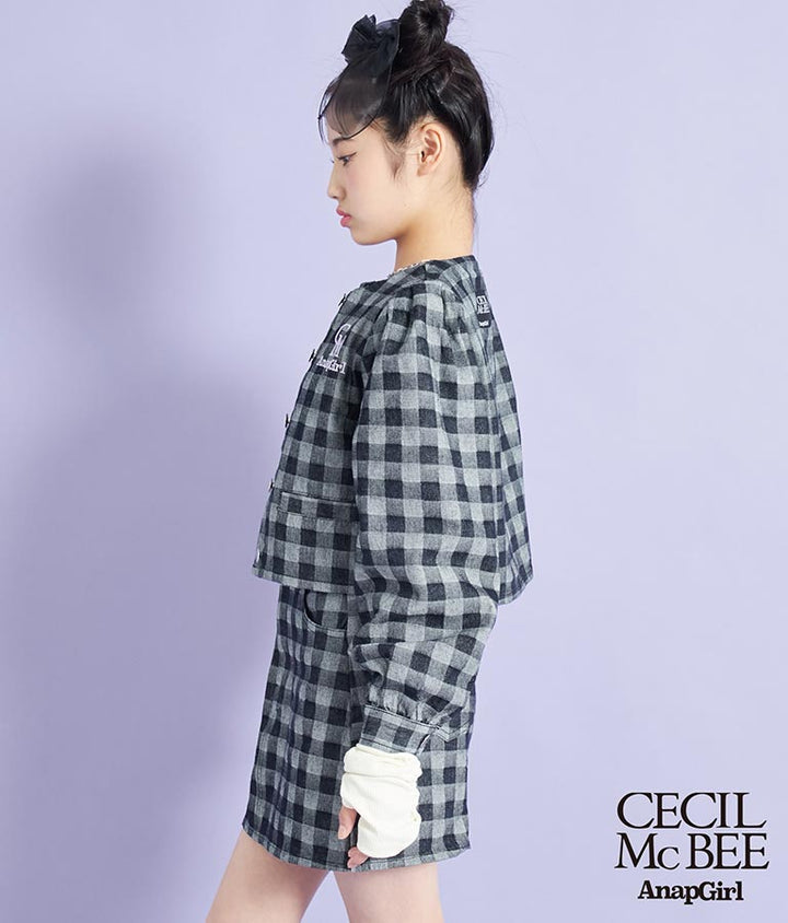 CECILMcBEE×ANAPGiRLチェック柄デニムジャケット 915-7226