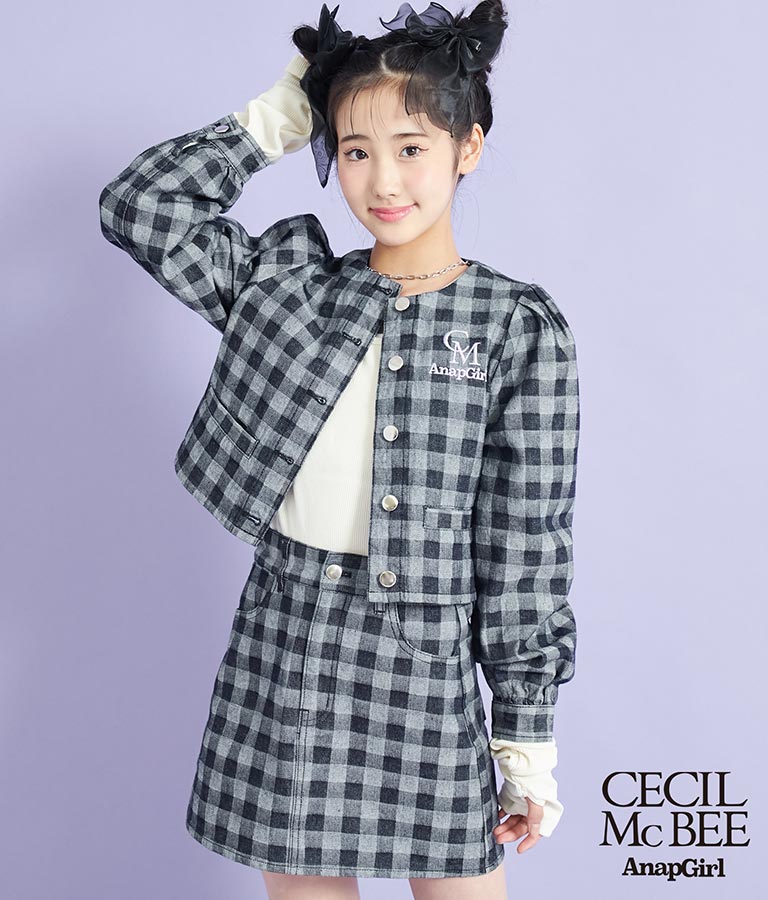 CECILMcBEE×ANAPGiRLチェック柄デニムジャケット 915-7226