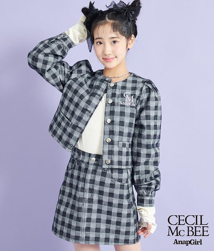 CECILMcBEE×ANAPGiRLチェック柄デニムジャケット 915-7226