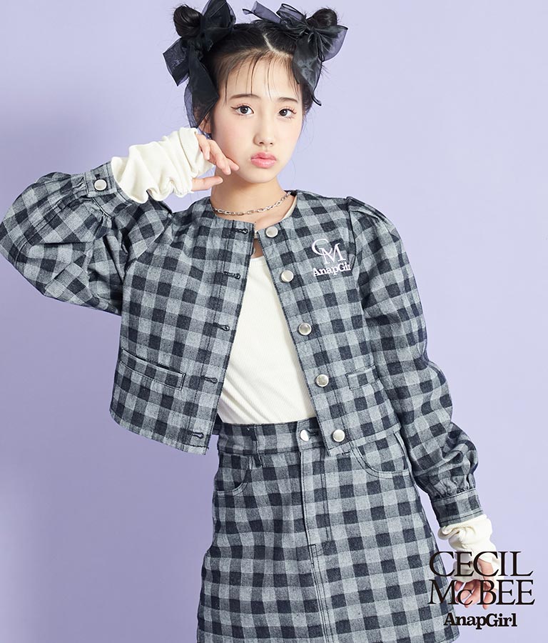 CECILMcBEE×ANAPGiRLチェック柄デニムジャケット 915-7226