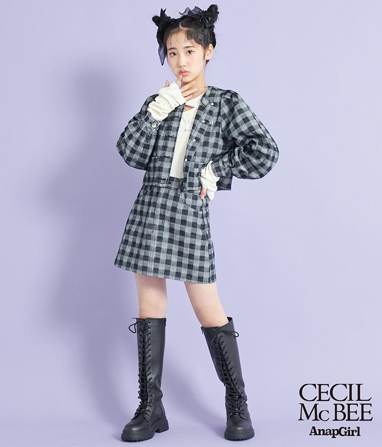 CECILMcBEE×ANAPGiRLチェック柄デニムジャケット 915-7226