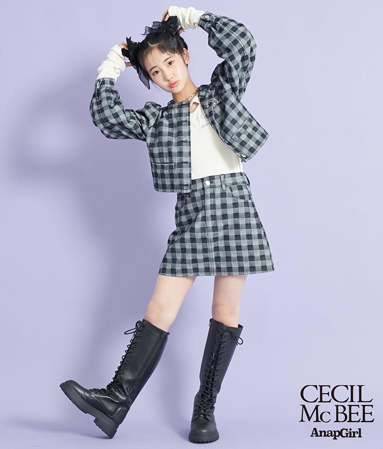 CECILMcBEE×ANAPGiRLチェック柄デニムジャケット 915-7226