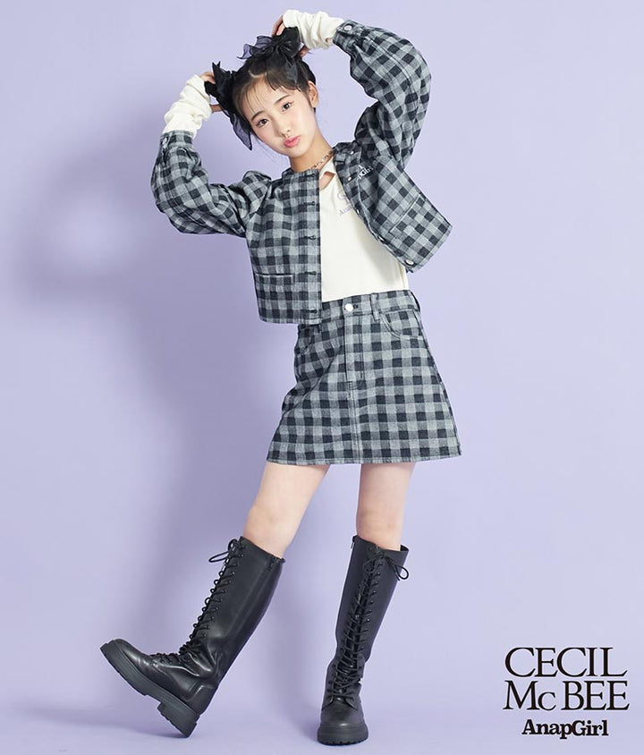 CECILMcBEE×ANAPGiRLチェック柄デニムジャケット 915-7226