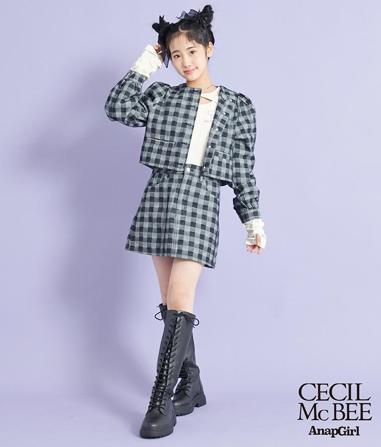 CECILMcBEE×ANAPGiRLチェック柄デニムジャケット 915-7226