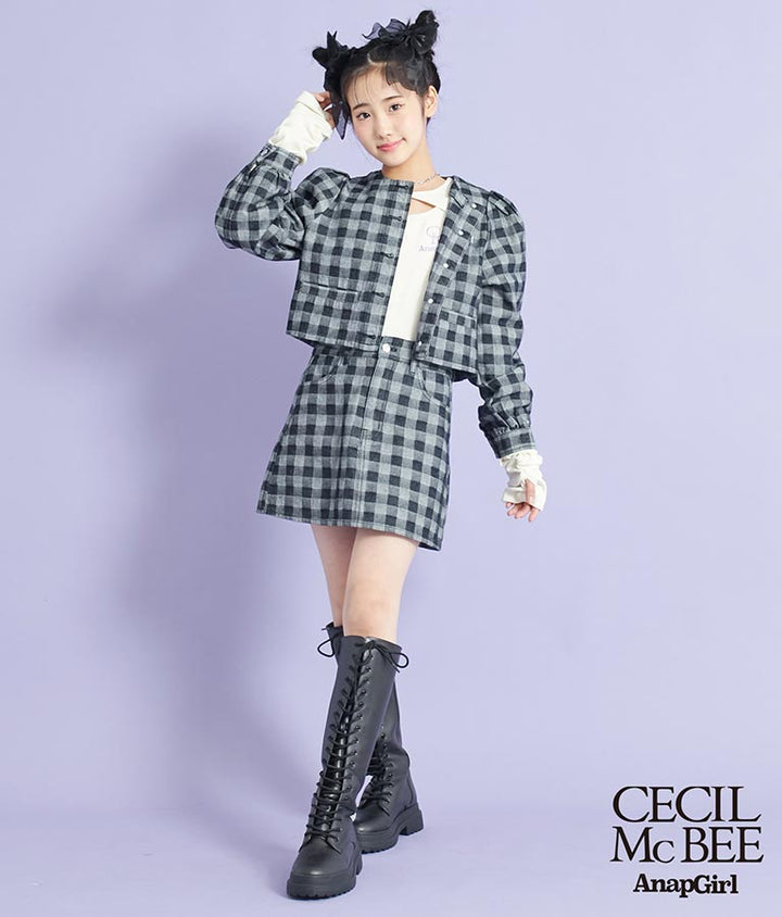 CECILMcBEE×ANAPGiRLチェック柄デニムジャケット 915-7226