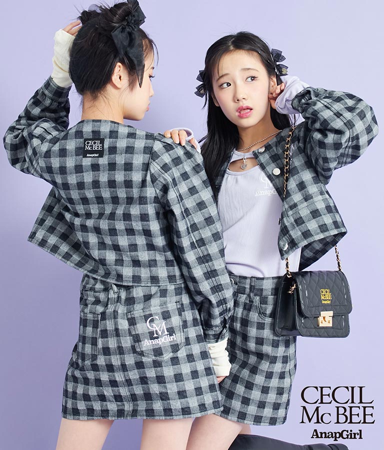 CECILMcBEE×ANAPGiRLチェック柄デニムジャケット 915-7226