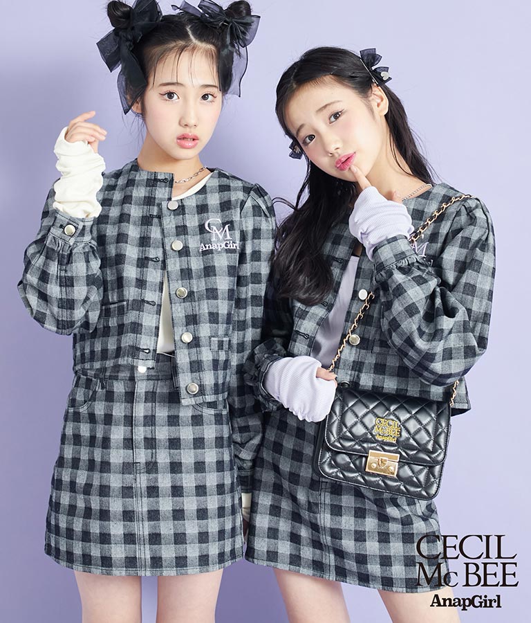 CECILMcBEE×ANAPGiRLチェック柄デニムジャケット 915-7226