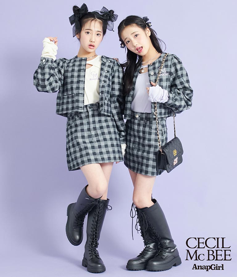 CECILMcBEE×ANAPGiRLチェック柄デニムジャケット 915-7226