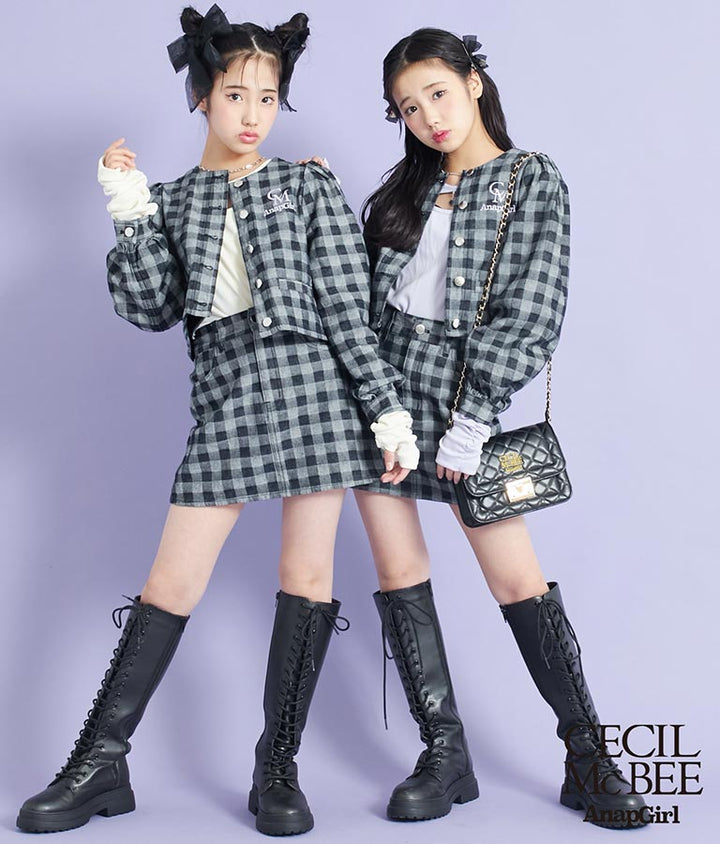 CECILMcBEE×ANAPGiRLチェック柄デニムジャケット 915-7226