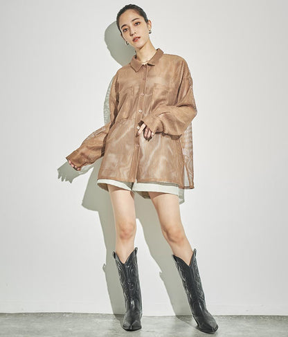 ジップデザインフェイクレザーハイウエストショートパンツ 152-5439