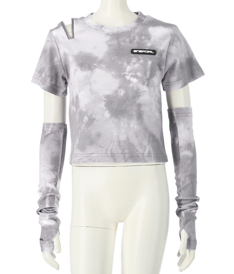 アームウォーマー付刺繍Tシャツ