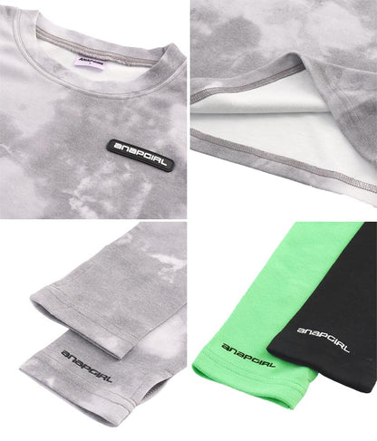 アームウォーマー付 刺繍 Tシャツ 913-7279