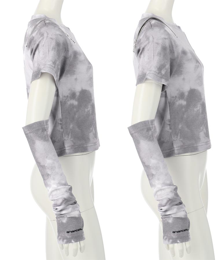 アームウォーマー付 刺繍 Tシャツ 913-7279