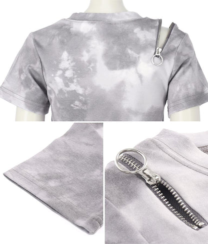 アームウォーマー付 刺繍 Tシャツ 913-7279