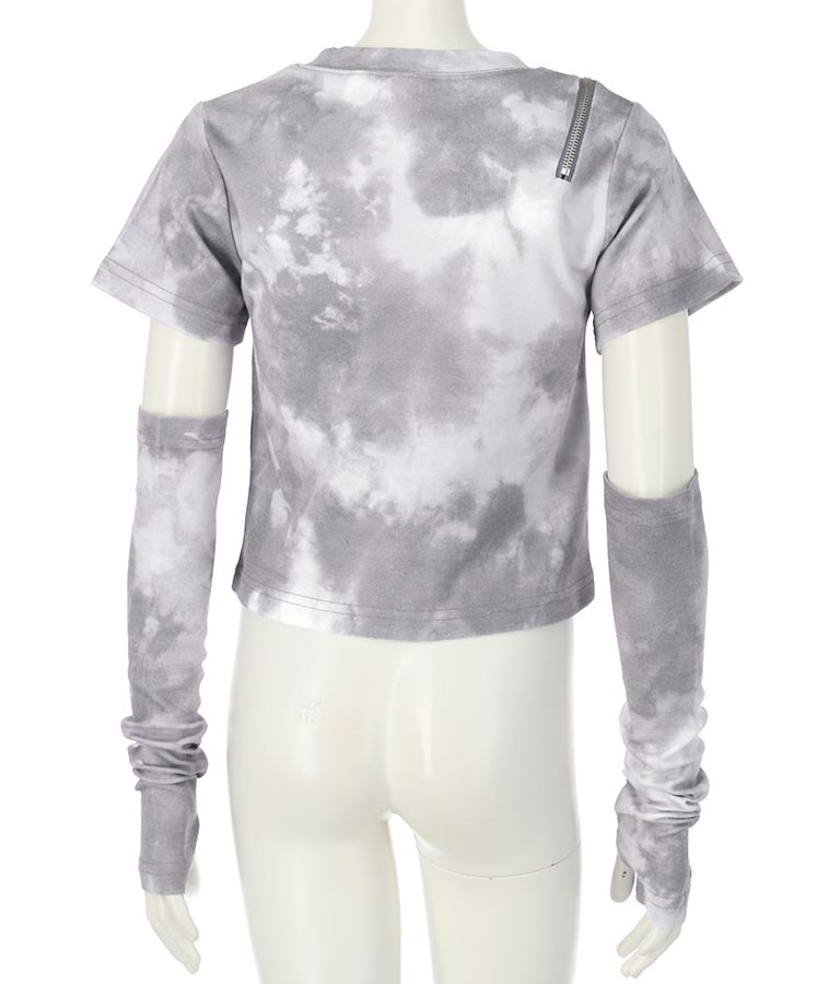 アームウォーマー付 刺繍 Tシャツ 913-7279