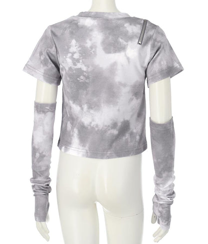 アームウォーマー付 刺繍 Tシャツ 913-7279