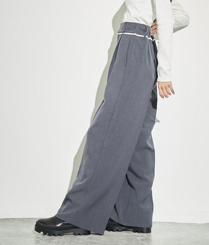 ウエストベルトテープデザインワイドパンツ【セットアップ着用可】